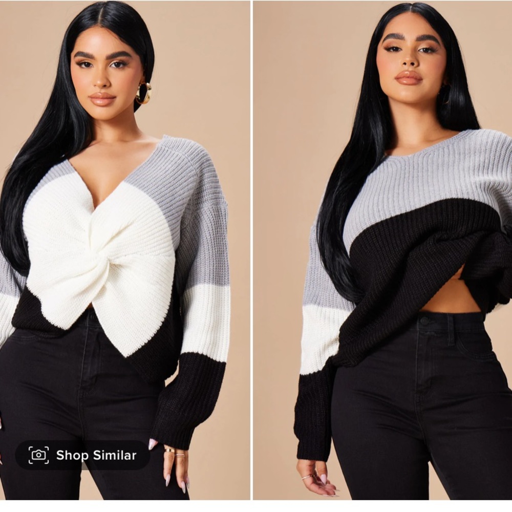 Fashion Nova large size black, grey, and white sweater in good condition